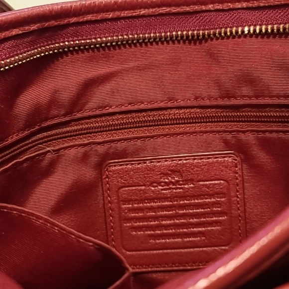 Coach Red Pebble Leather Large Crossbody Purse - Picture 9 of 9